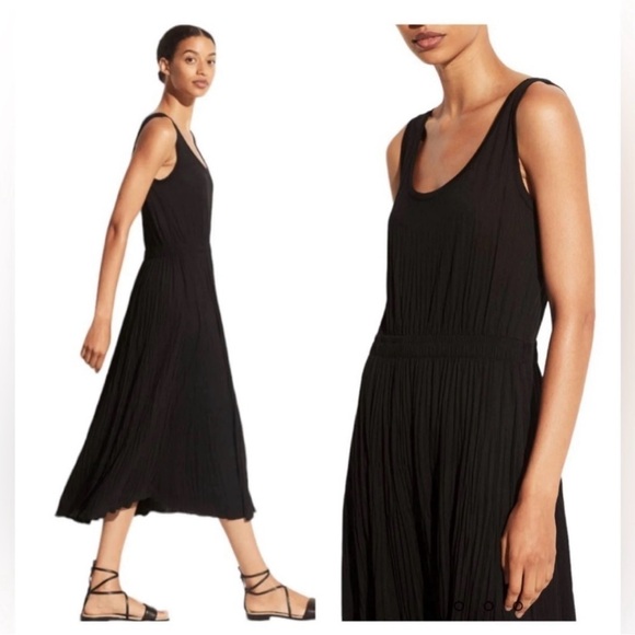 Vince black pleated midi dress nwt - Picture 2 of 6